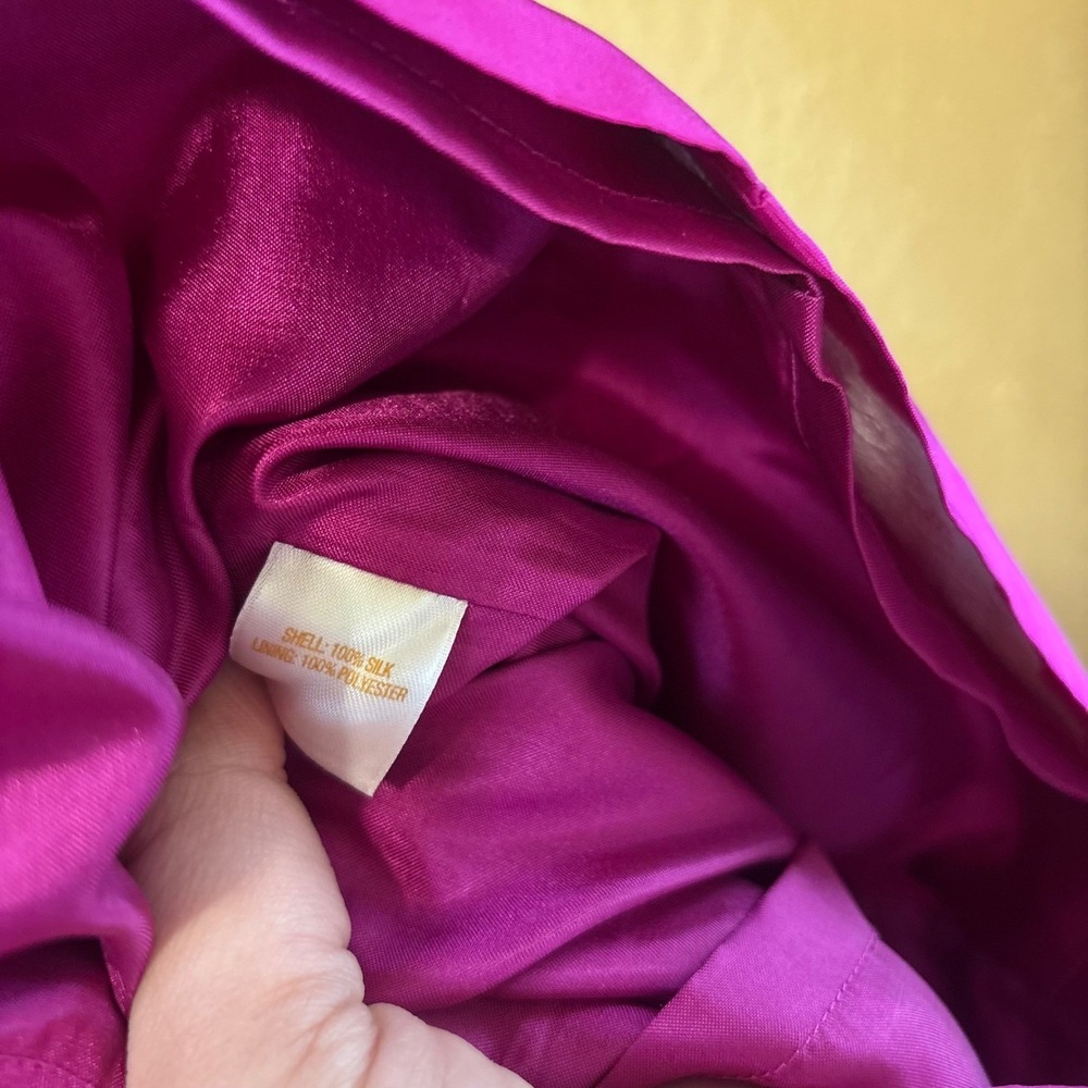 Kate Spade New York Magenta Pink 100% Silk Oversized Bow V-Neck Cocktail Dress 2 - Picture 9 of 10